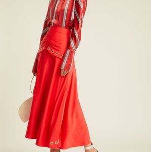 Self Portrait Satin Skirt Grommet Detail